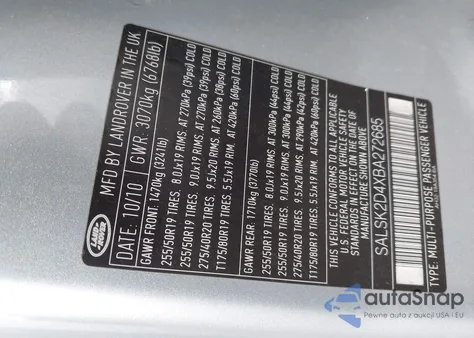 2011 Land Rover Range Rover Sport Hse из США, поврежденный, VIN SALSK2D4XBA272685